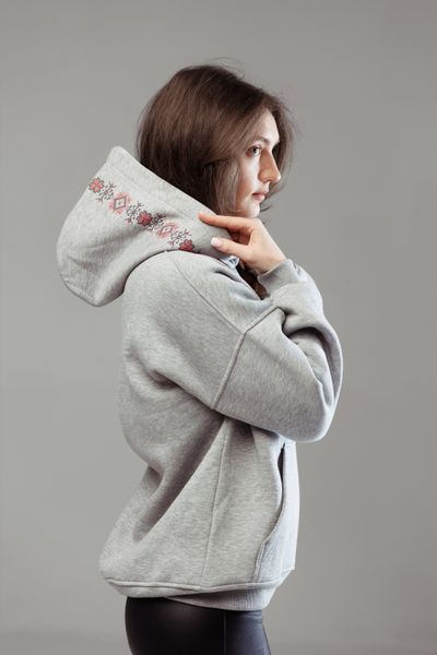 Hoodie with embroidered hood